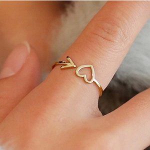 Heart Arrow Cuff Ring